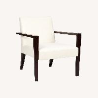 Pair Ligne Roset Didier Gomez French Line White Wood Armchairs