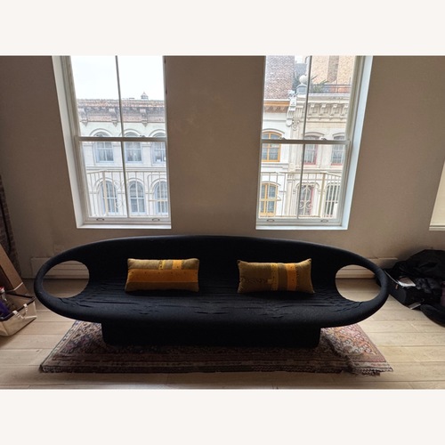 Used Moroso Patricia Urquiola Black Smock Tuxedo Sofa for sale on AptDeco