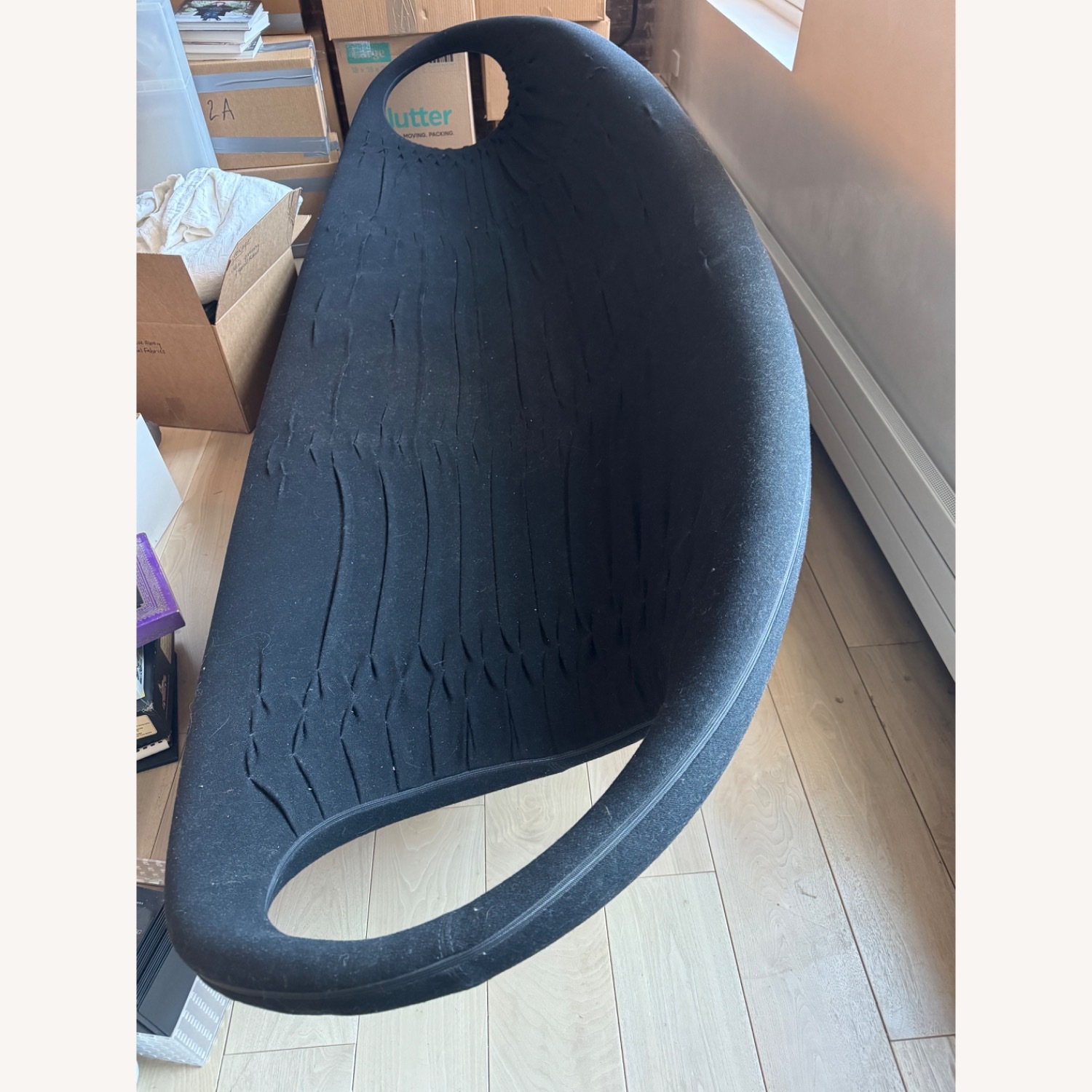 Moroso Patricia Urquiola Black Smock Tuxedo Sofa - image-1