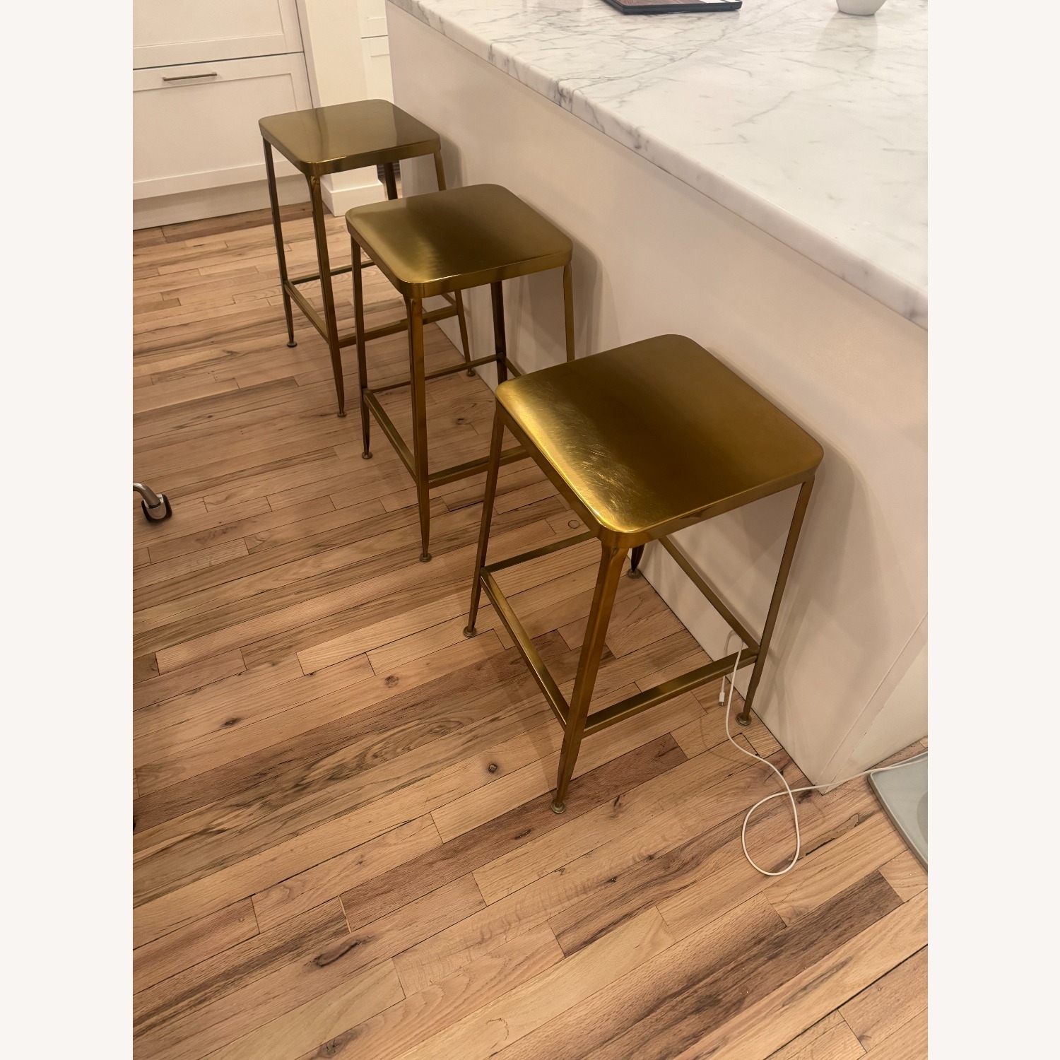 CB2 Flint Gold Metal Stools - image-1