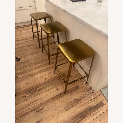 Used CB2 Flint Gold Metal Stools for sale on AptDeco