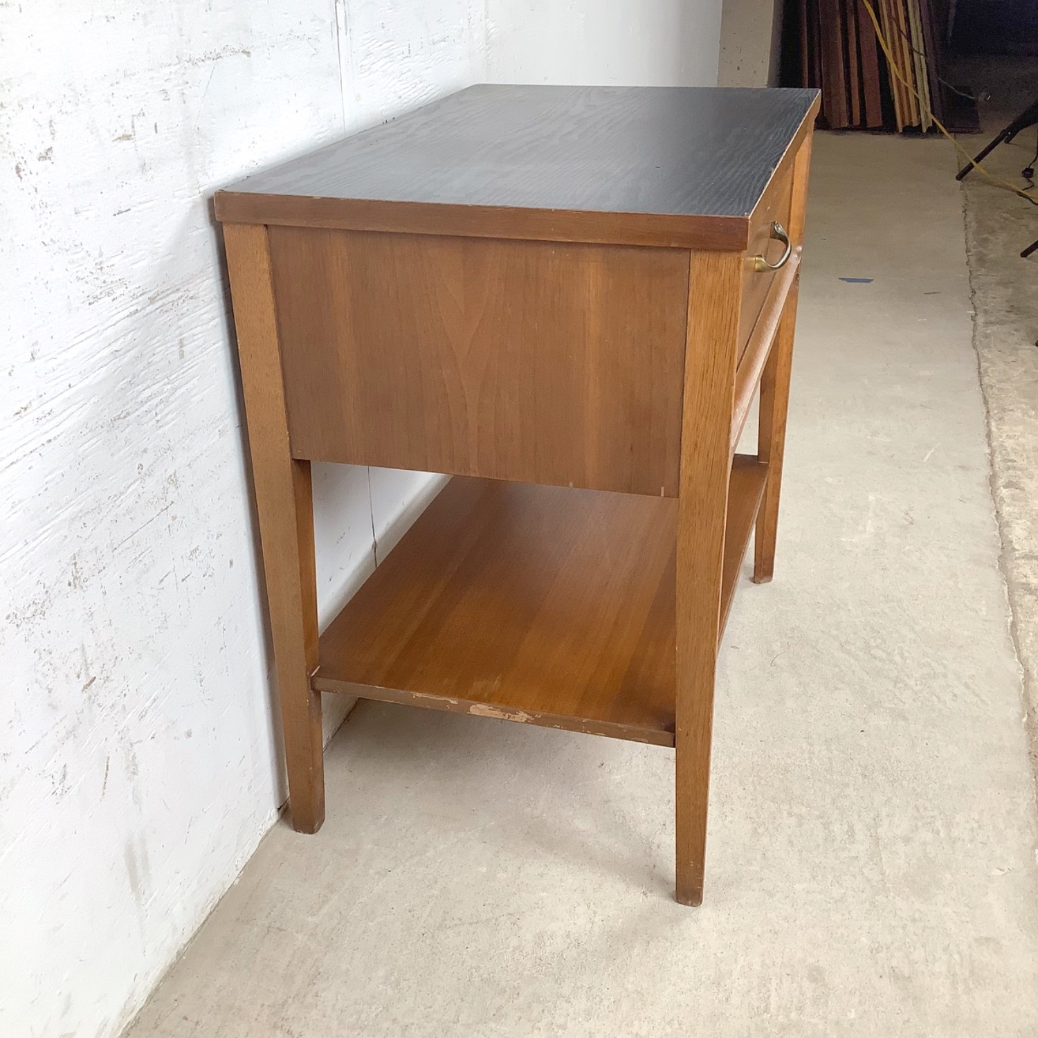 Vintage Mid-Century Nightstand with Black Top - image-4