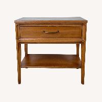 Vintage Mid-Century Nightstand with Black Top