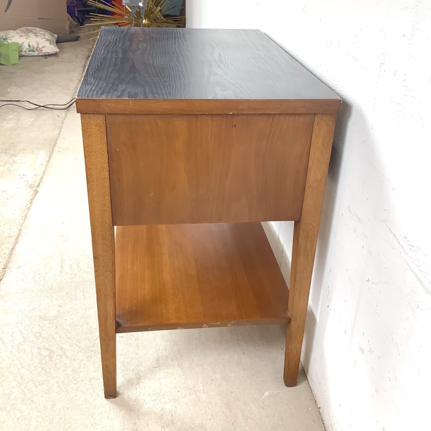Vintage Mid-Century Nightstand with Black Top - image-5