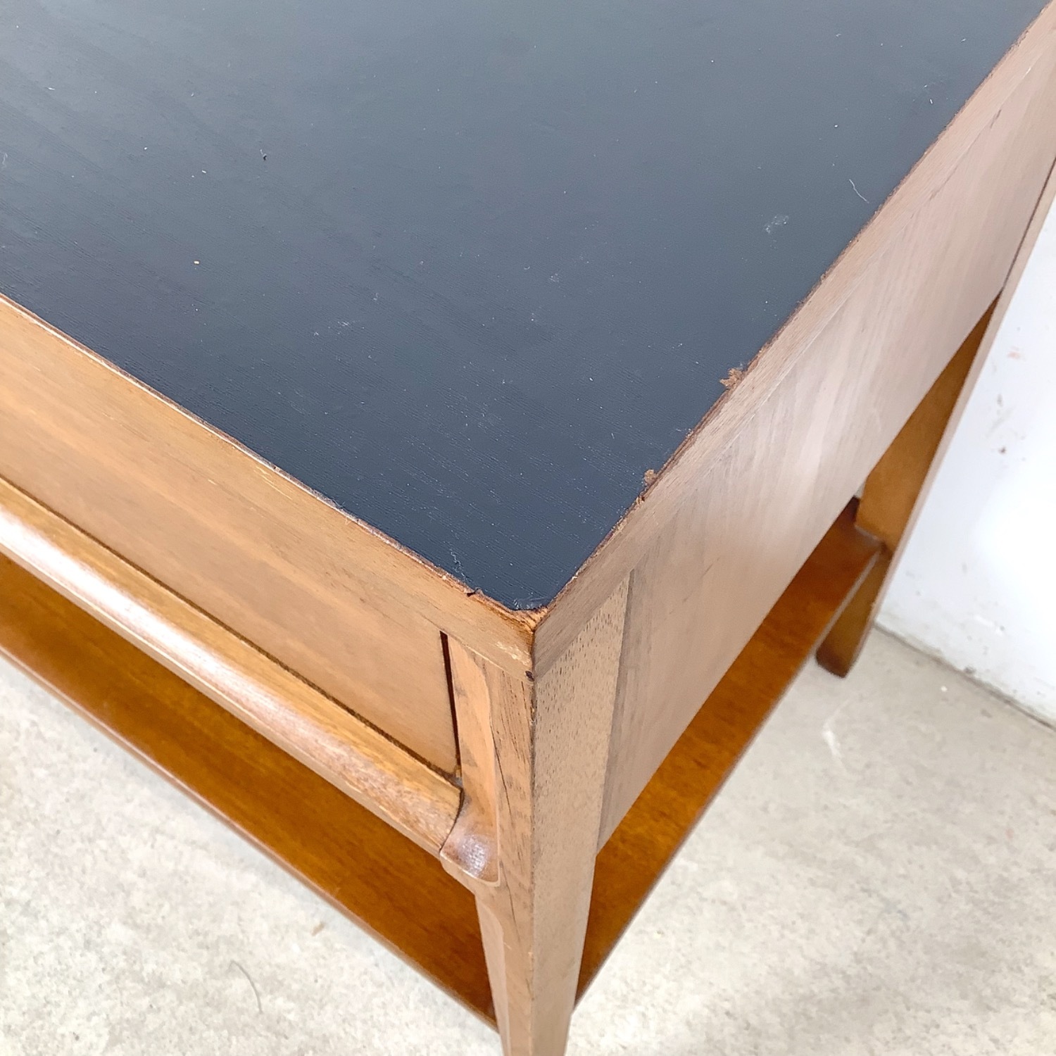 Vintage Mid-Century Nightstand with Black Top - image-16