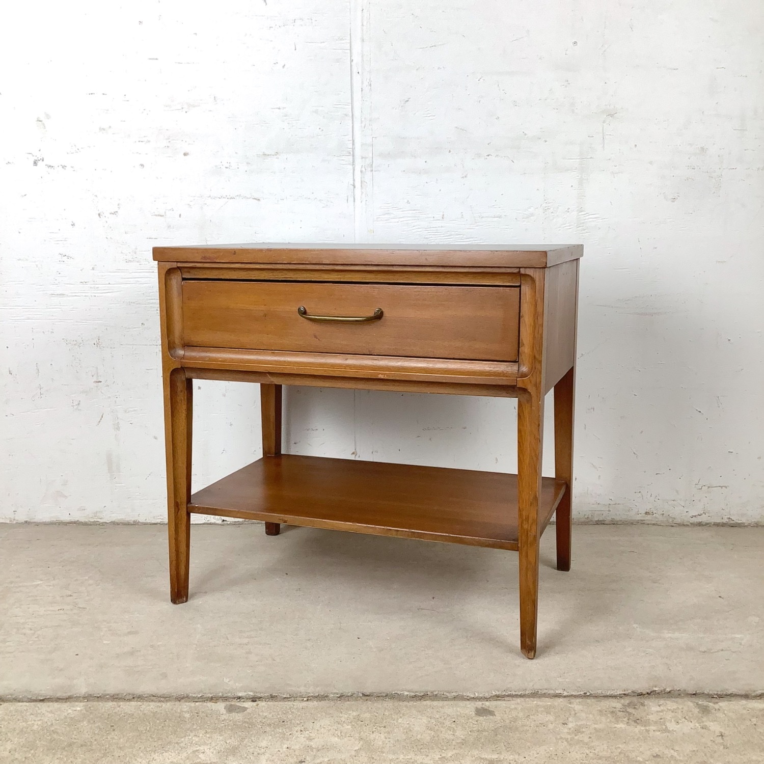 Vintage Mid-Century Nightstand with Black Top - image-7