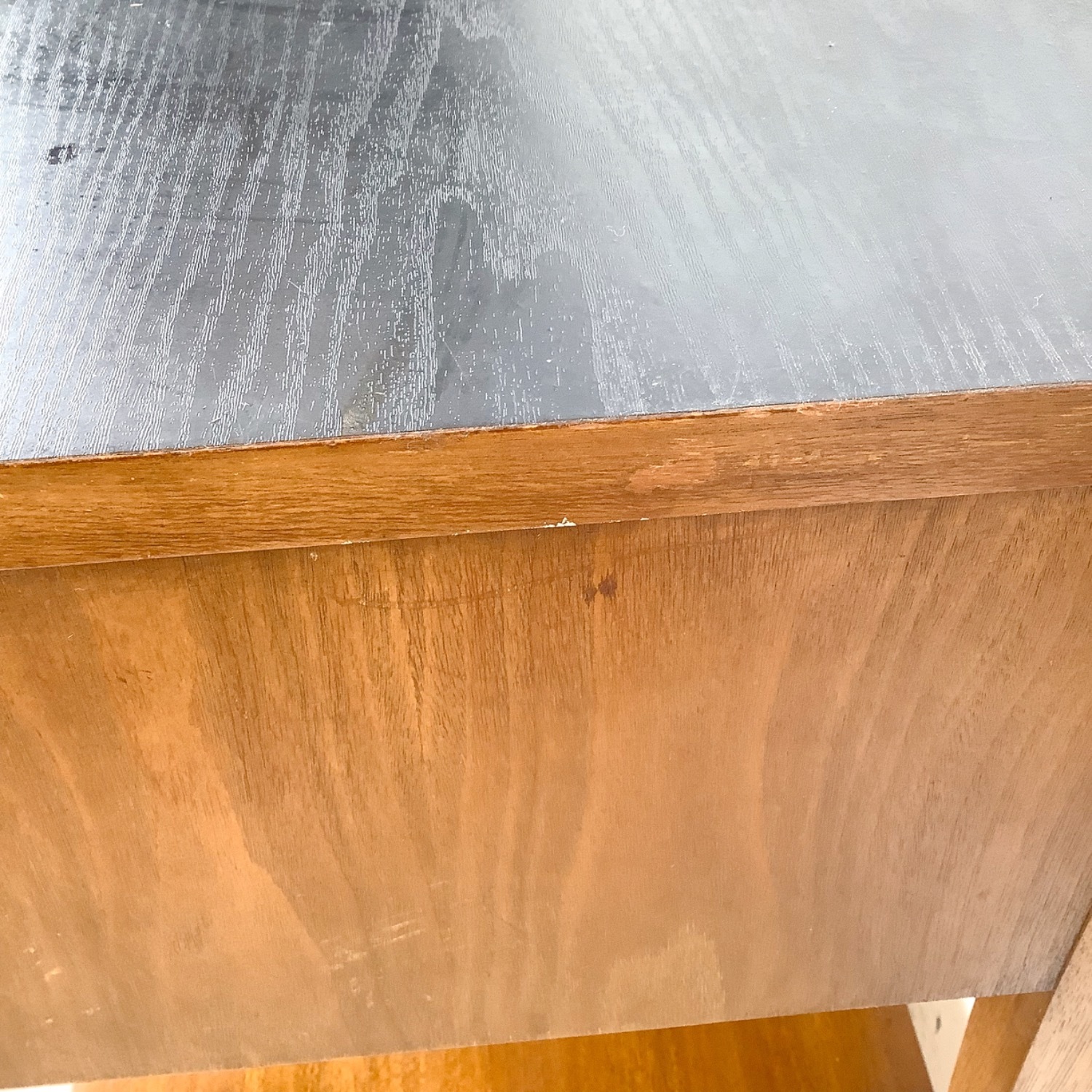 Vintage Mid-Century Nightstand with Black Top - image-9