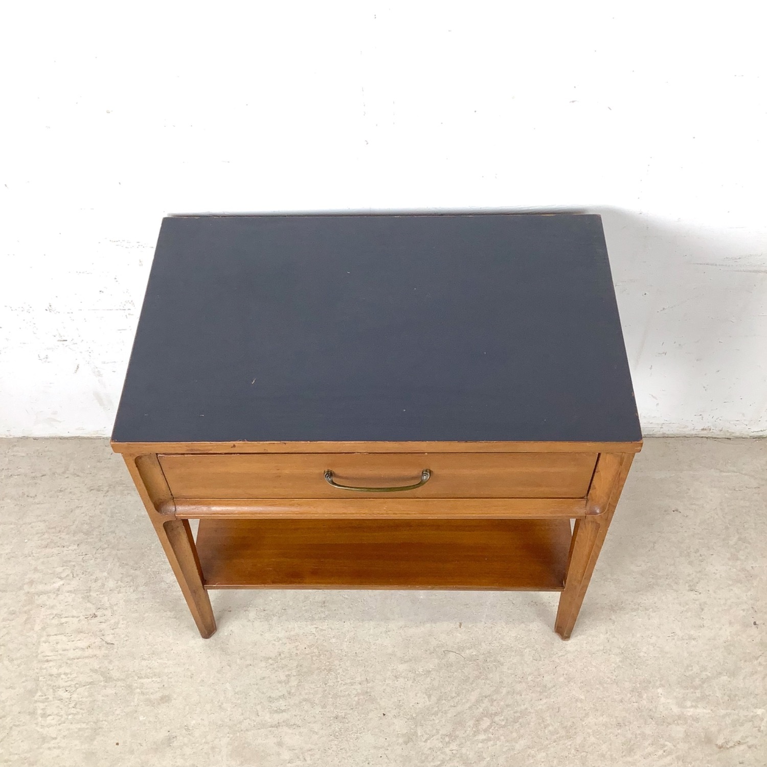 Vintage Mid-Century Nightstand with Black Top - image-17
