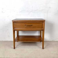 Vintage Mid-Century Nightstand with Black Top