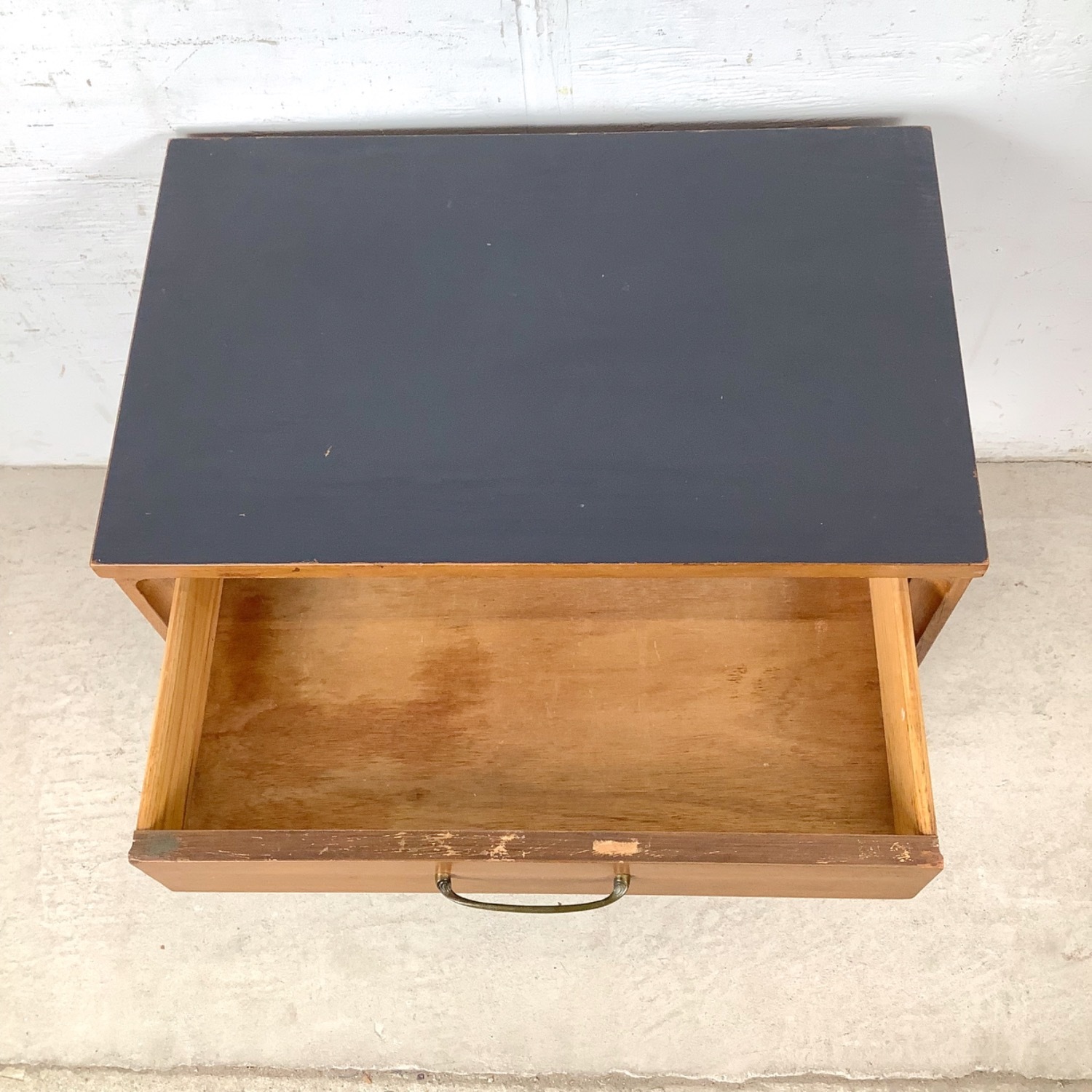 Vintage Mid-Century Nightstand with Black Top - image-2