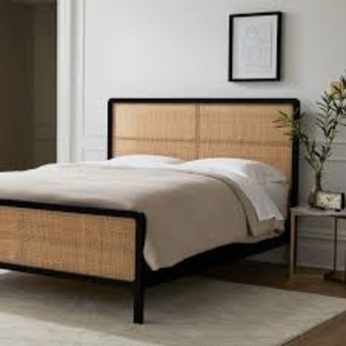 Used West Elm Ida Black Wood Queen Bed for sale on AptDeco