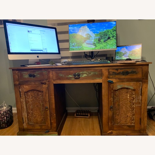 Used Moti Trinidad Writing Dark Brown Wood Desk for sale on AptDeco