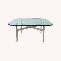 Vintage Glass Coffee Table with Chrome X Base