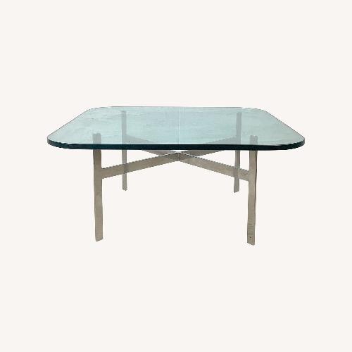 Used Vintage Glass Coffee Table with Chrome X Base for sale on AptDeco