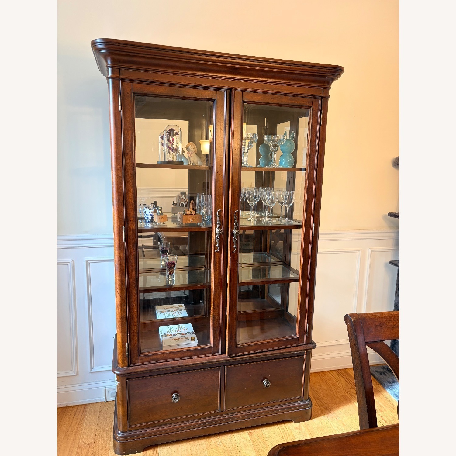 Dark Brown Wood China Cabinet - image-1