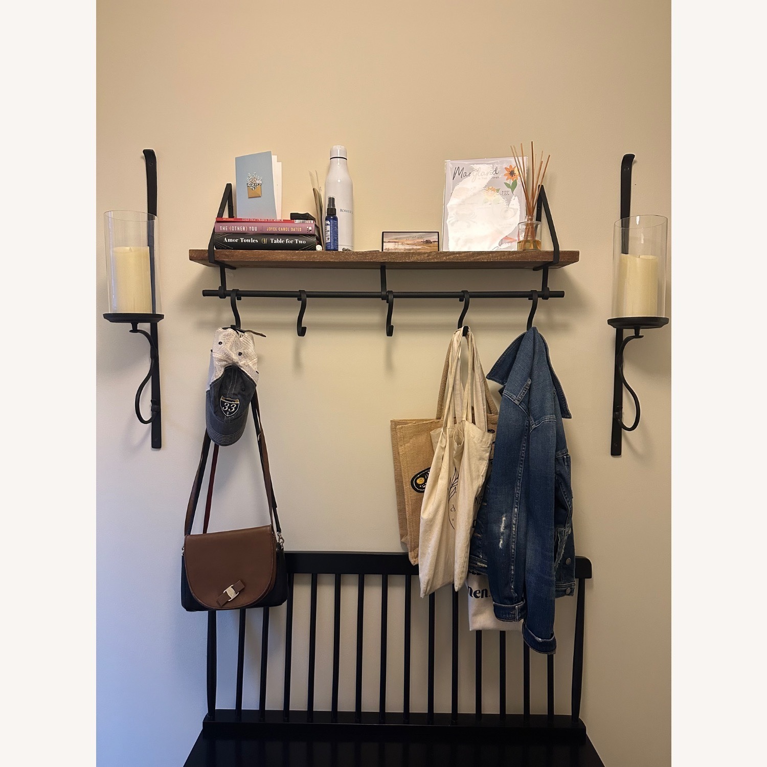 Pottery Barn Lucy Mango Wood Shelf With Hooks - image-2
