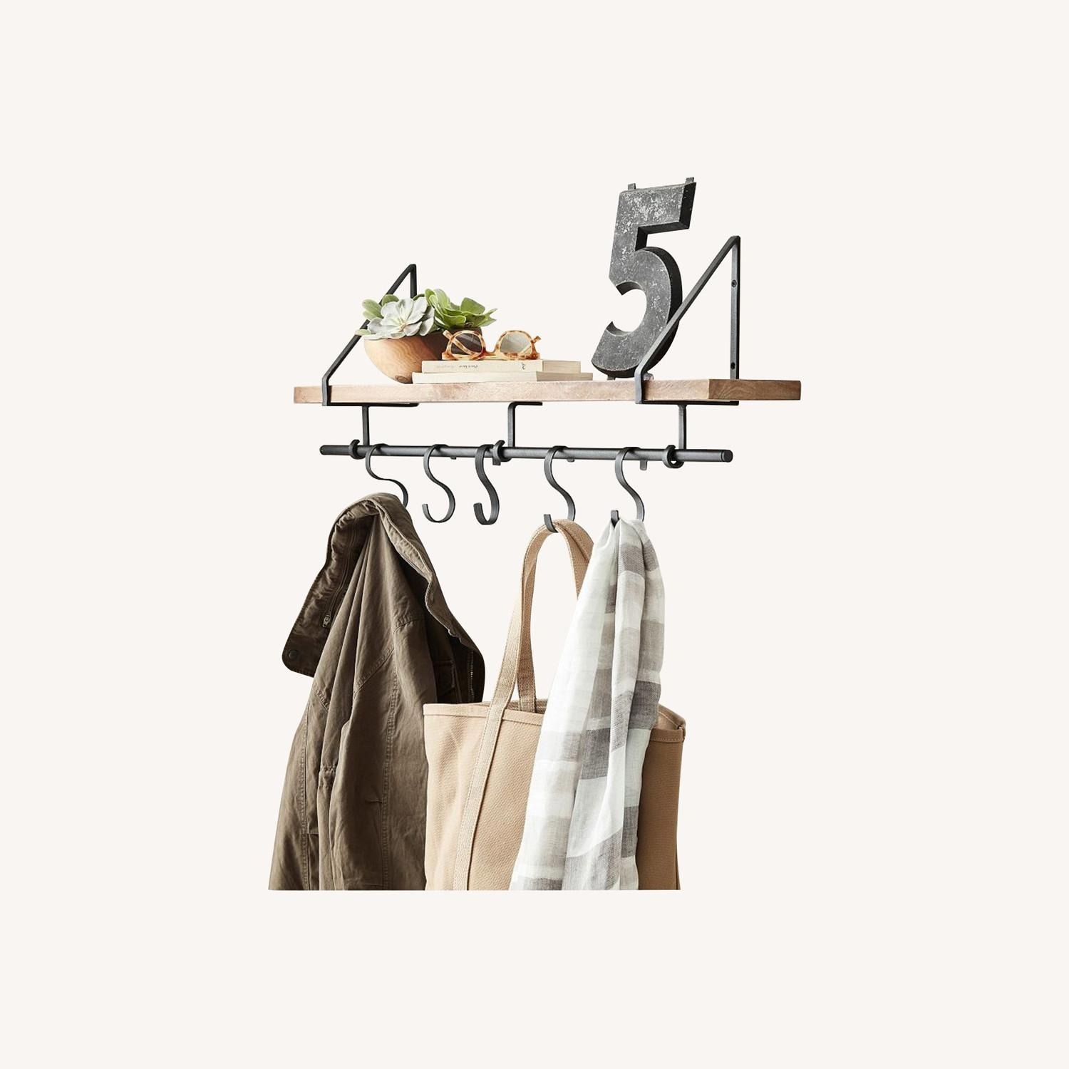 Pottery Barn Lucy Mango Wood Shelf With Hooks - image-0