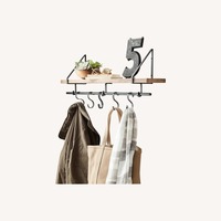 Pottery Barn Lucy Mango Wood Shelf With Hooks