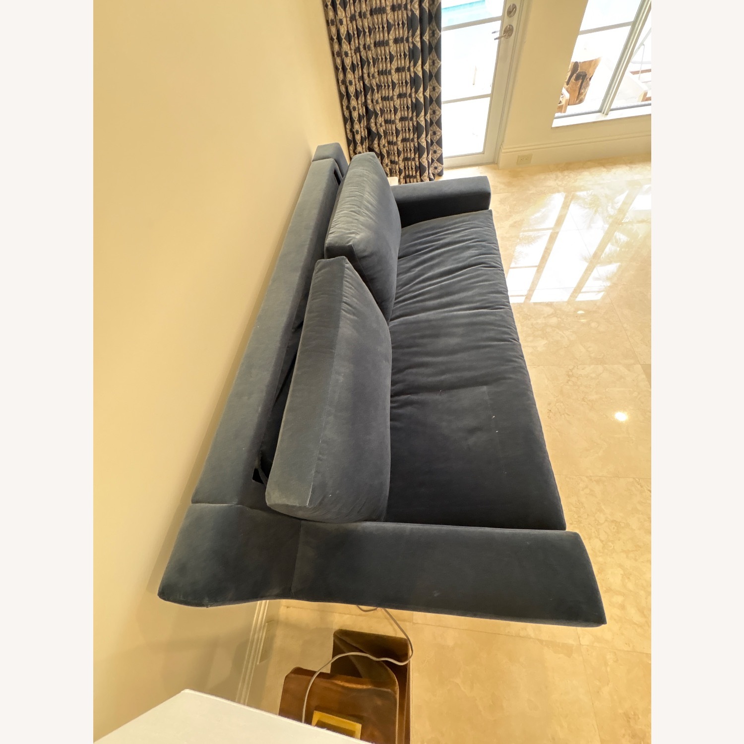 Restoration Hardware Modena Blue Velvet Sleeper Sofa - image-5