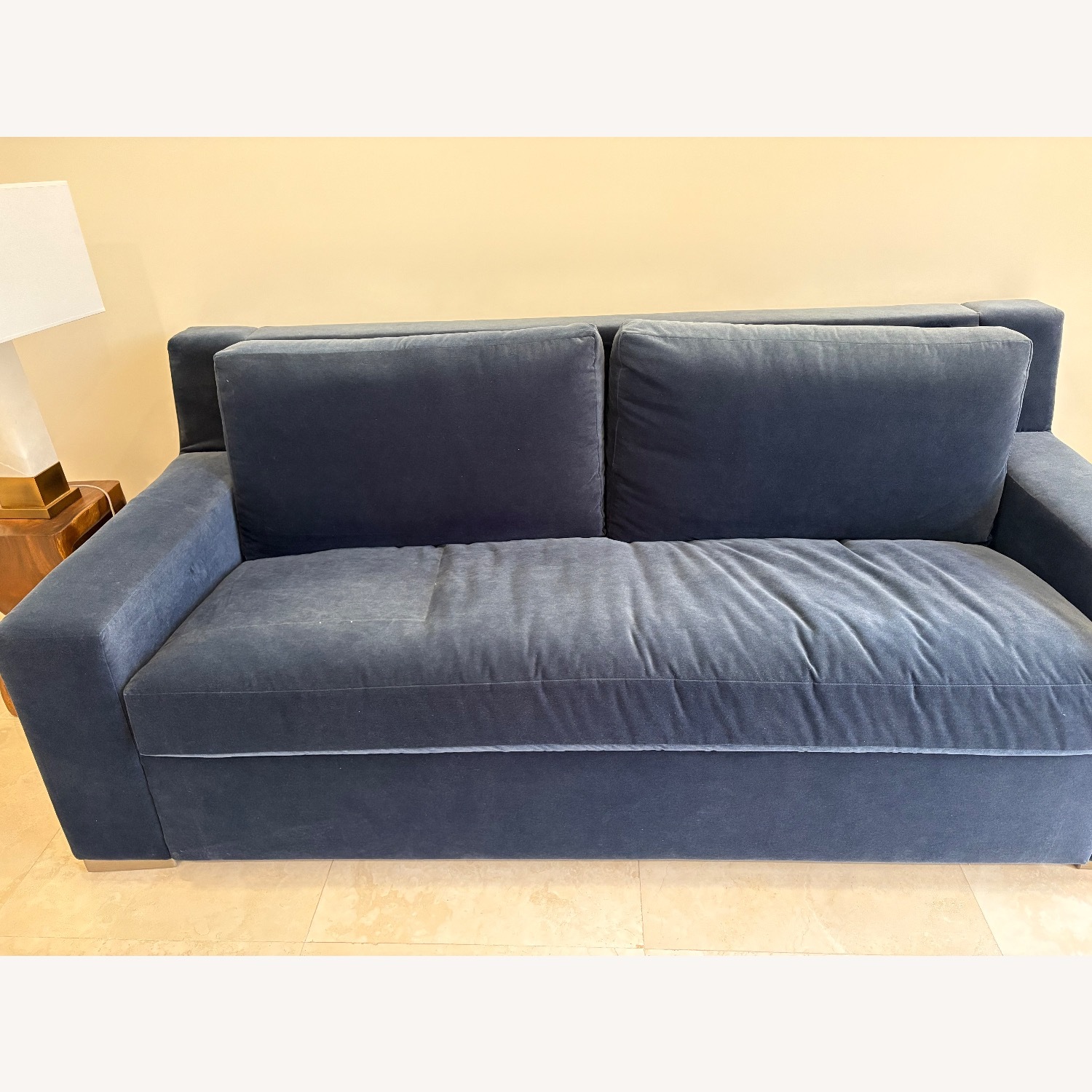 Restoration Hardware Modena Blue Velvet Sleeper Sofa - image-1