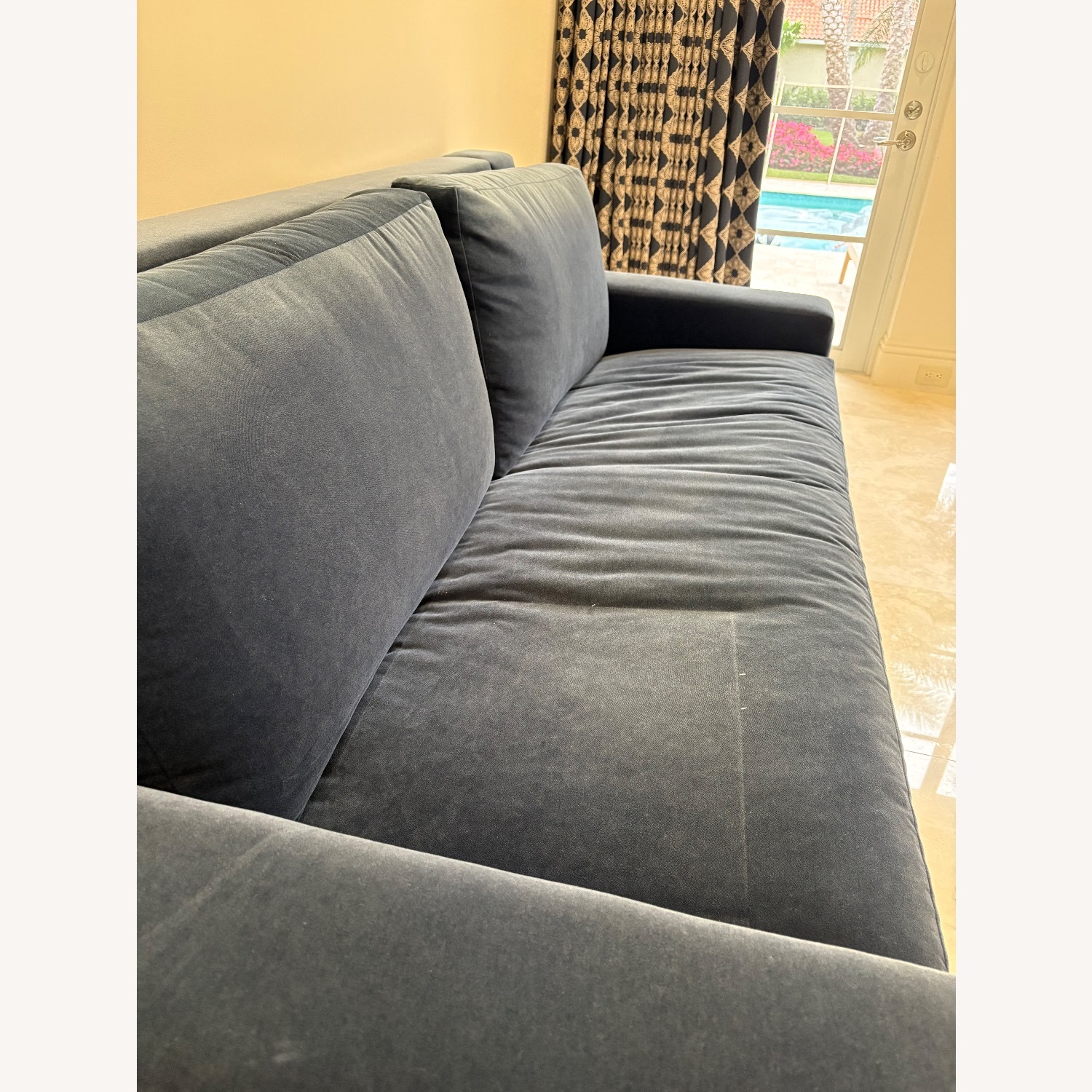 Restoration Hardware Modena Blue Velvet Sleeper Sofa - image-3