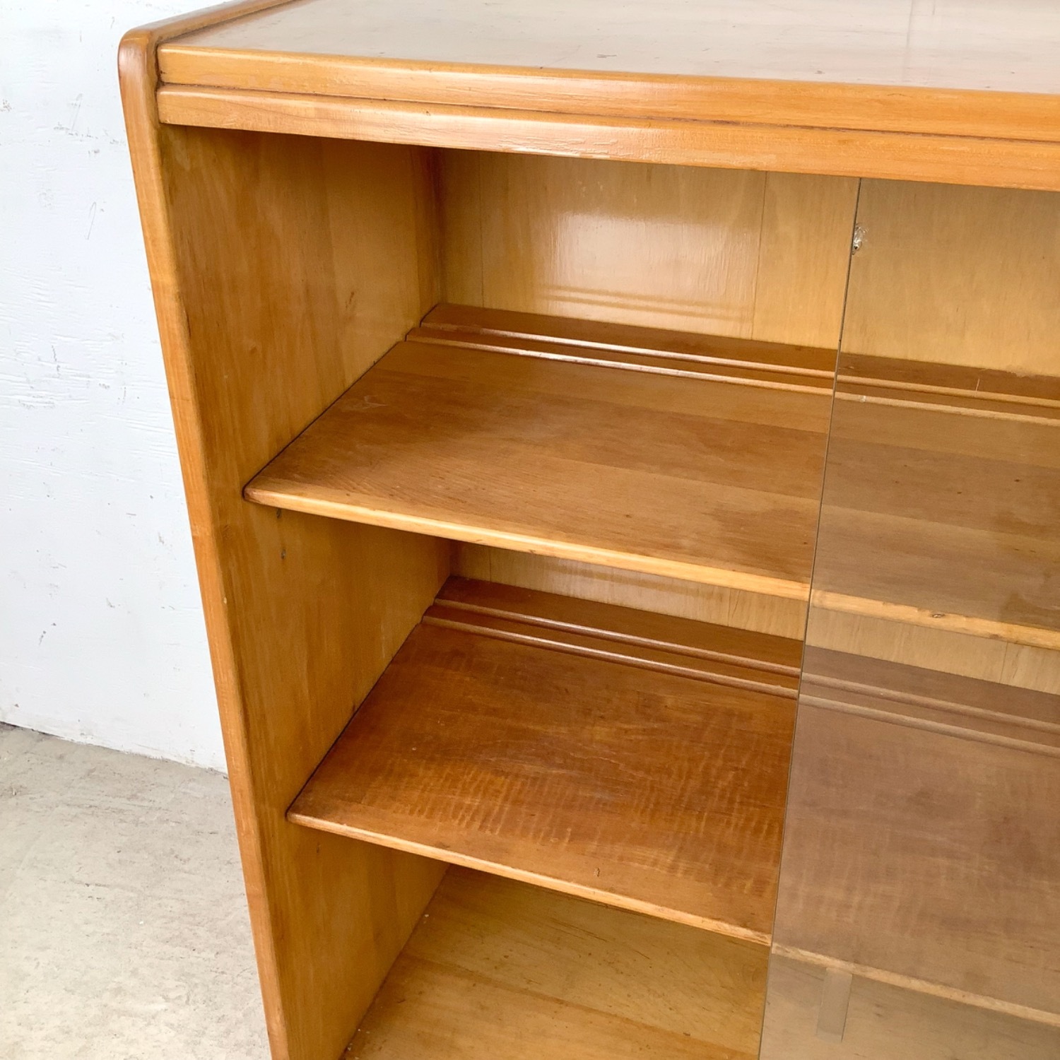 Vintage Low Bookcase with Sliding Doors - image-5