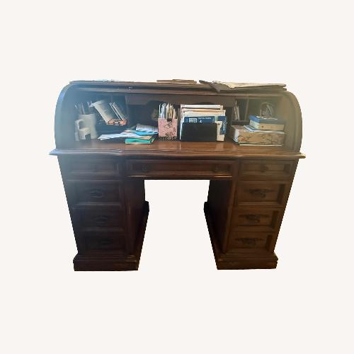 Used Solid Oak Wood Roll Top Executive Office Desk for sale on AptDeco