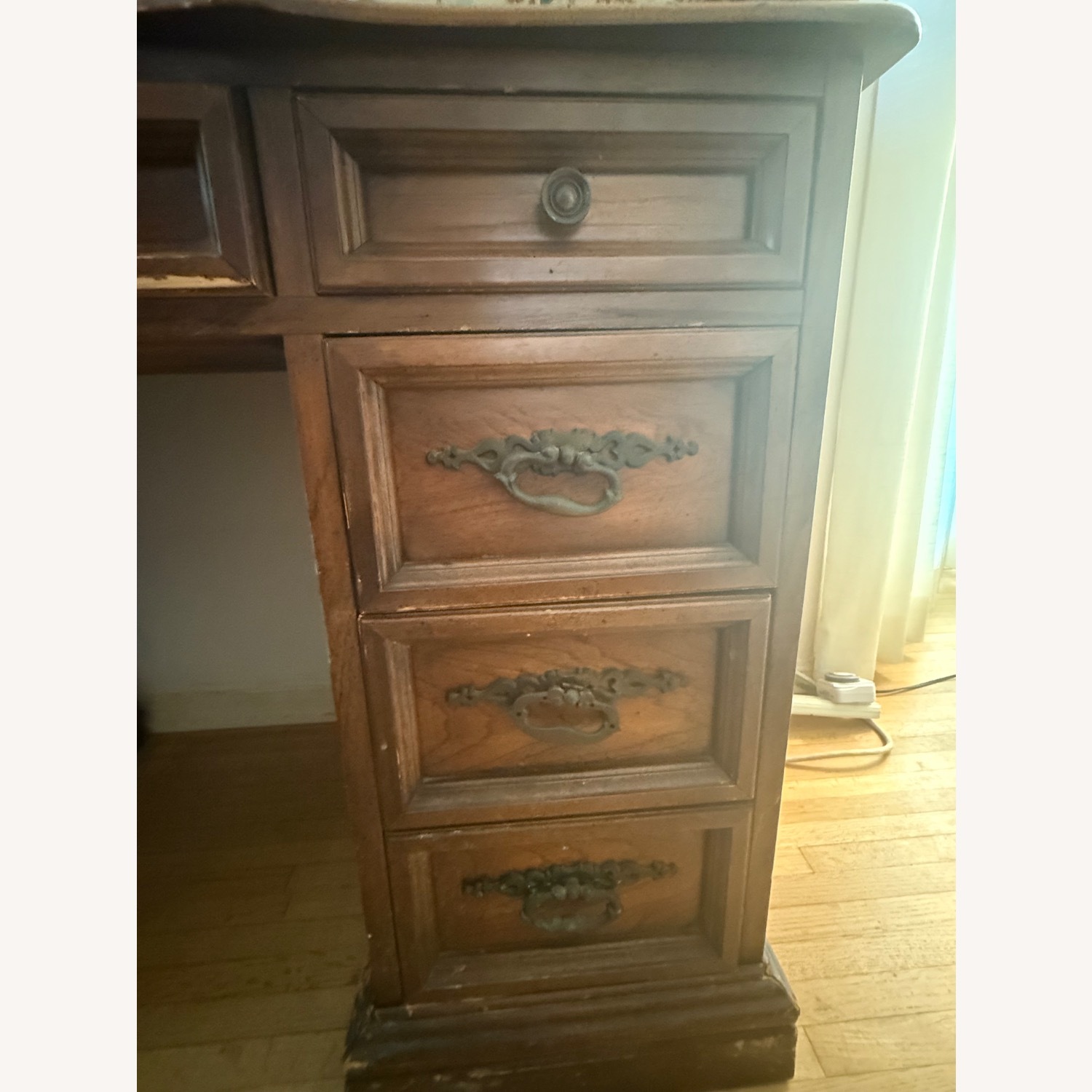 Solid Oak Wood Roll Top Executive Office Desk - image-11