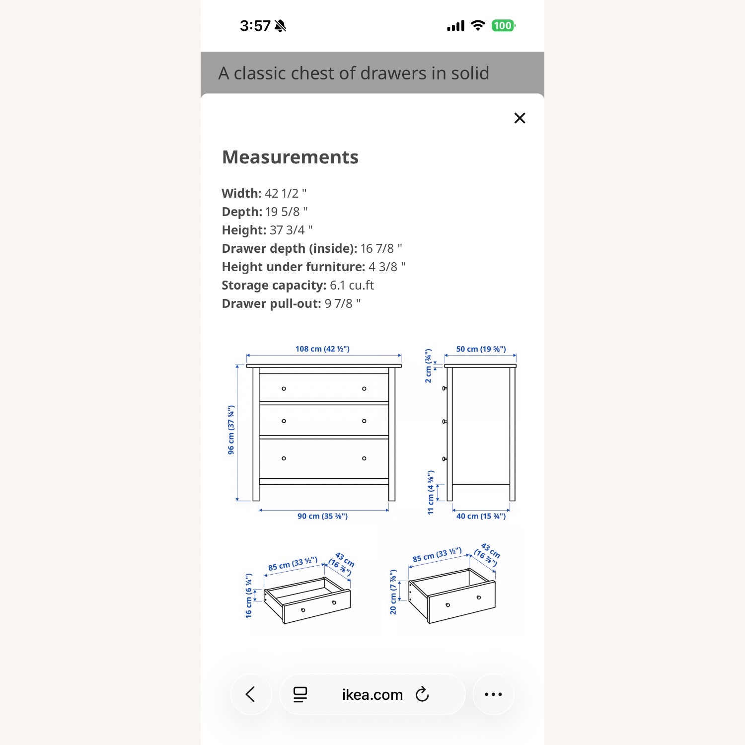 IKEA HEMNES Dark Brown Wood Dresser - image-7