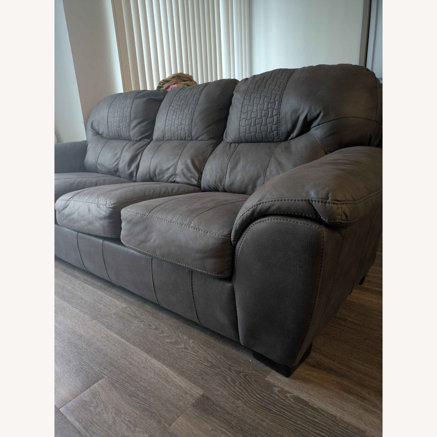 Dark Brown Leather 3+ Seater Sofa - image-2