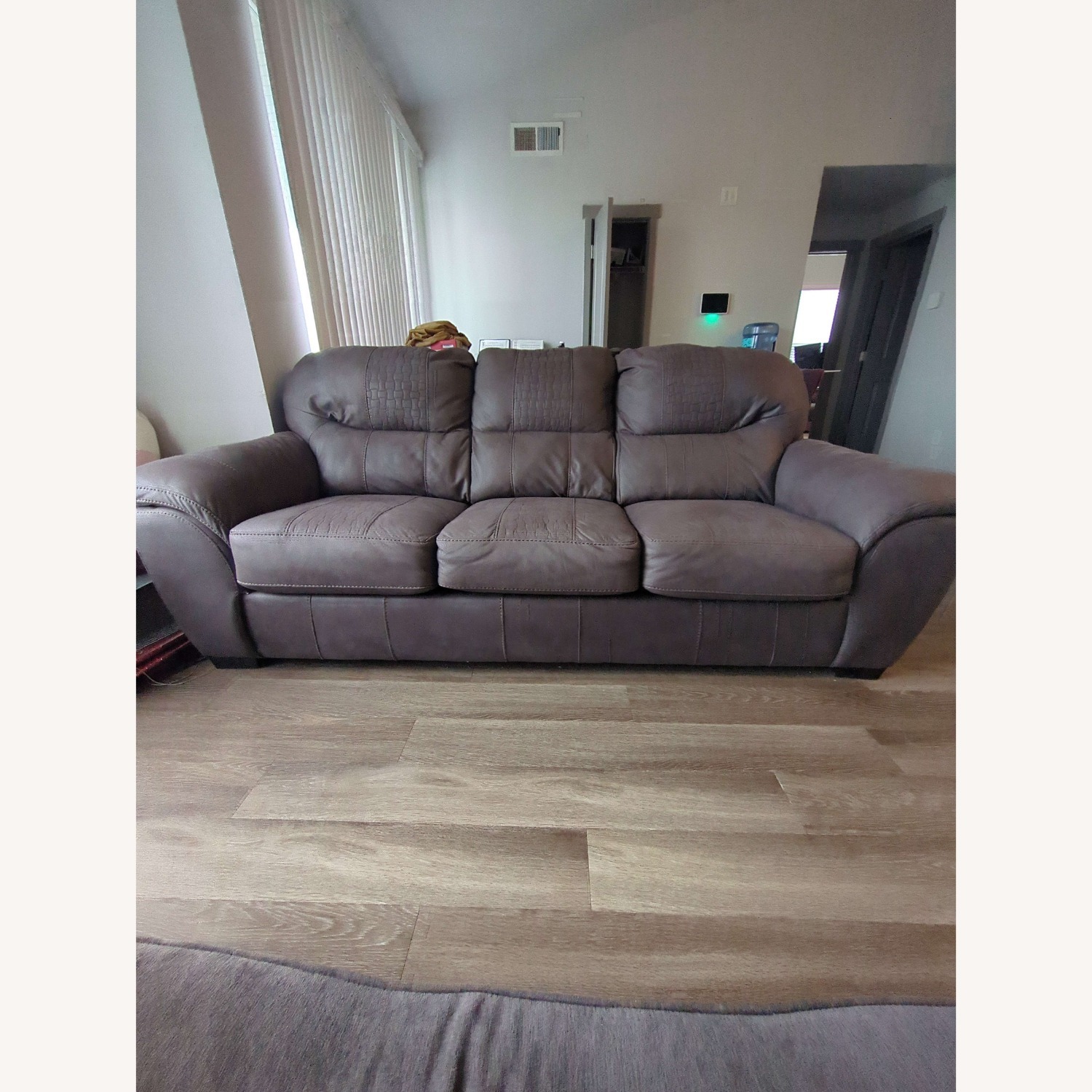 Dark Brown Leather 3+ Seater Sofa - image-1