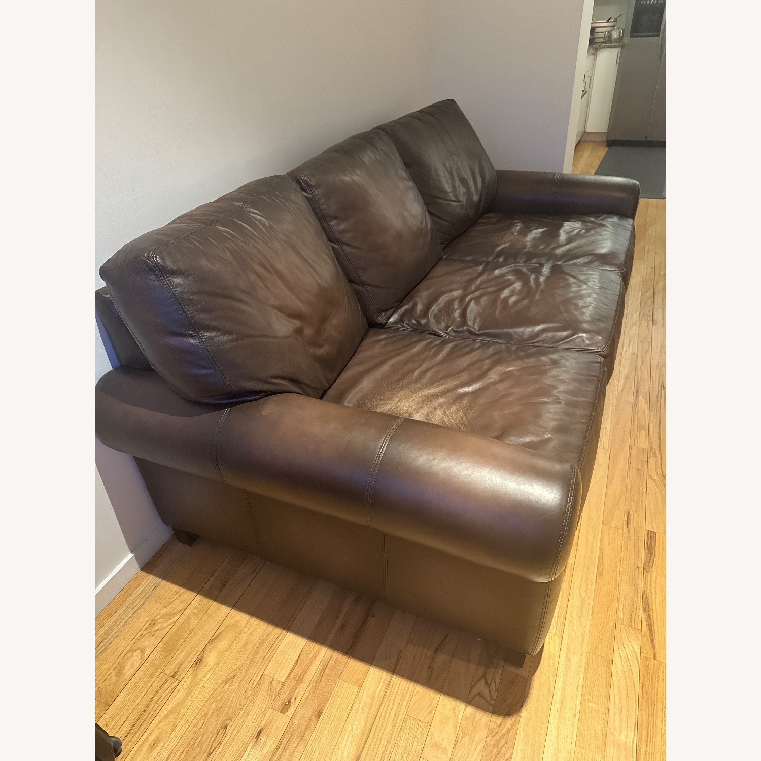 Pottery Barn Dark Brown Leather Sleeper Sofa - image-4