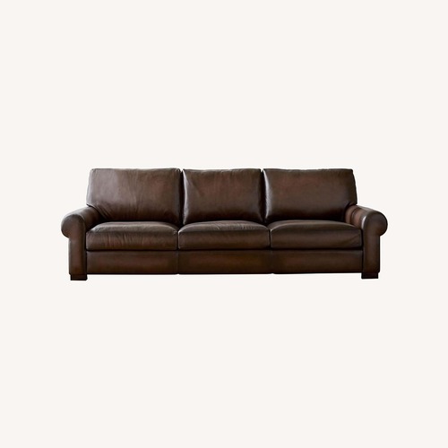 Used Pottery Barn Dark Brown Leather Sleeper Sofa for sale on AptDeco