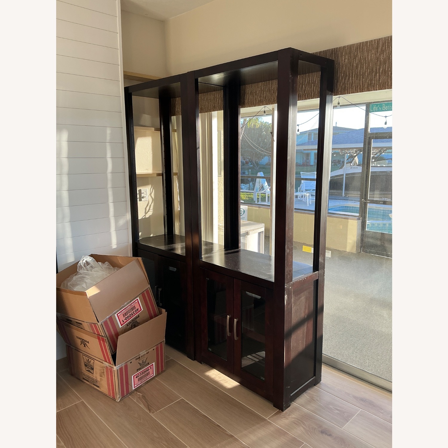 Rooms To Go TV Wall Entertainment Center in Dark Wood - image-3