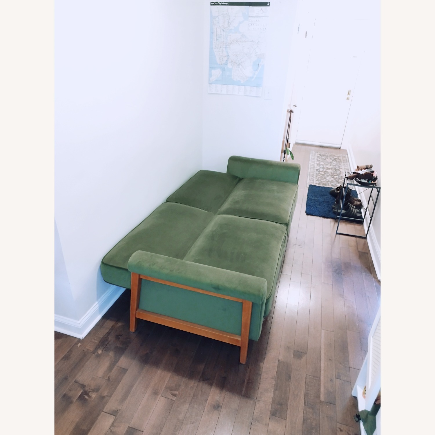 Green Velvet Sleeper Sofa - image-2