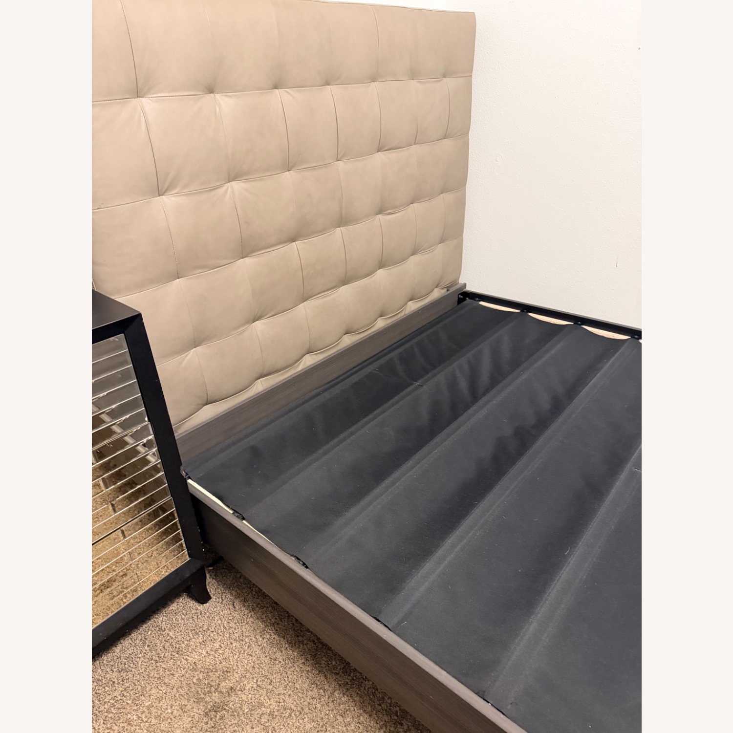 West Elm Emmett Dark Gray Leather Queen Bed - image-8