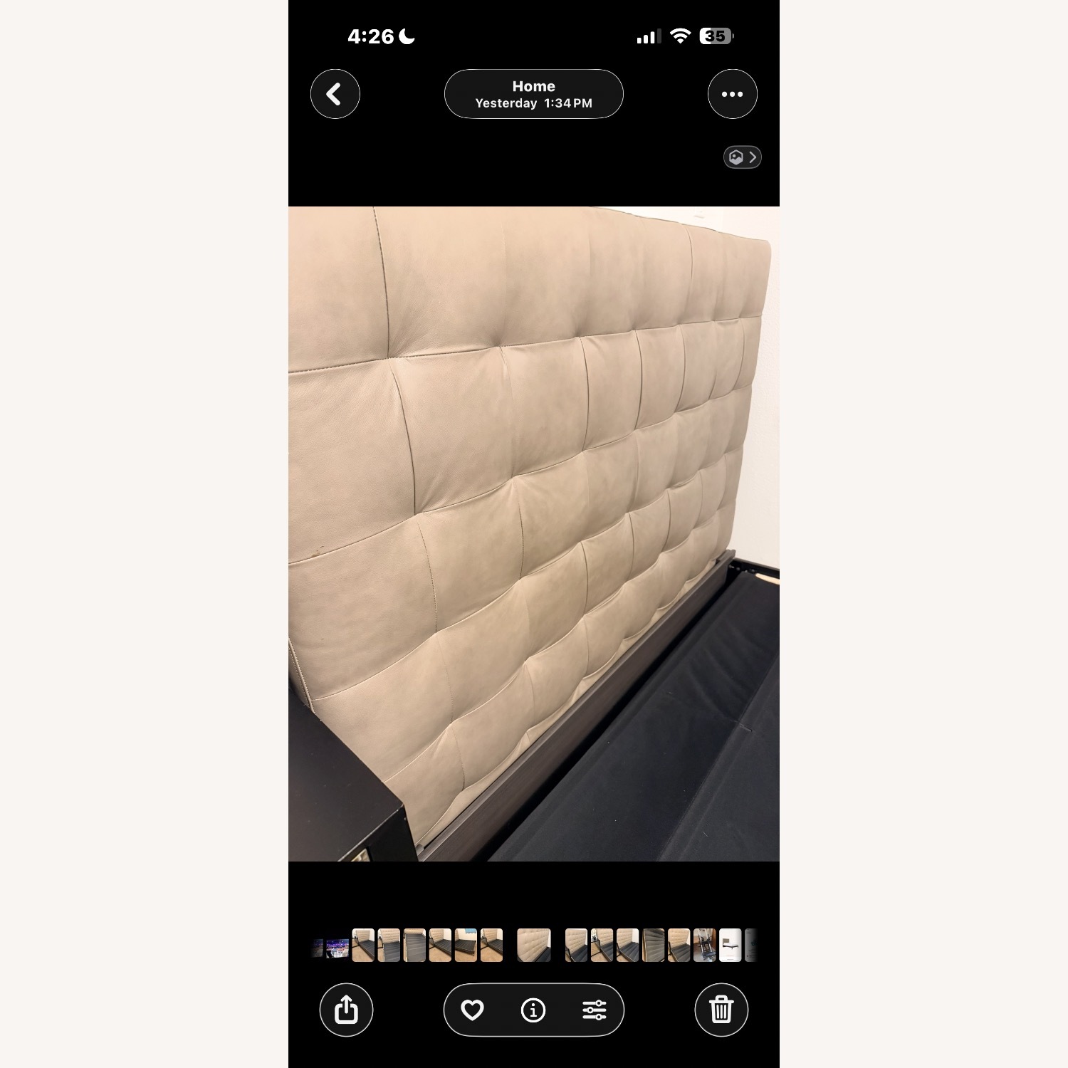 West Elm Emmett Dark Gray Leather Queen Bed - image-3