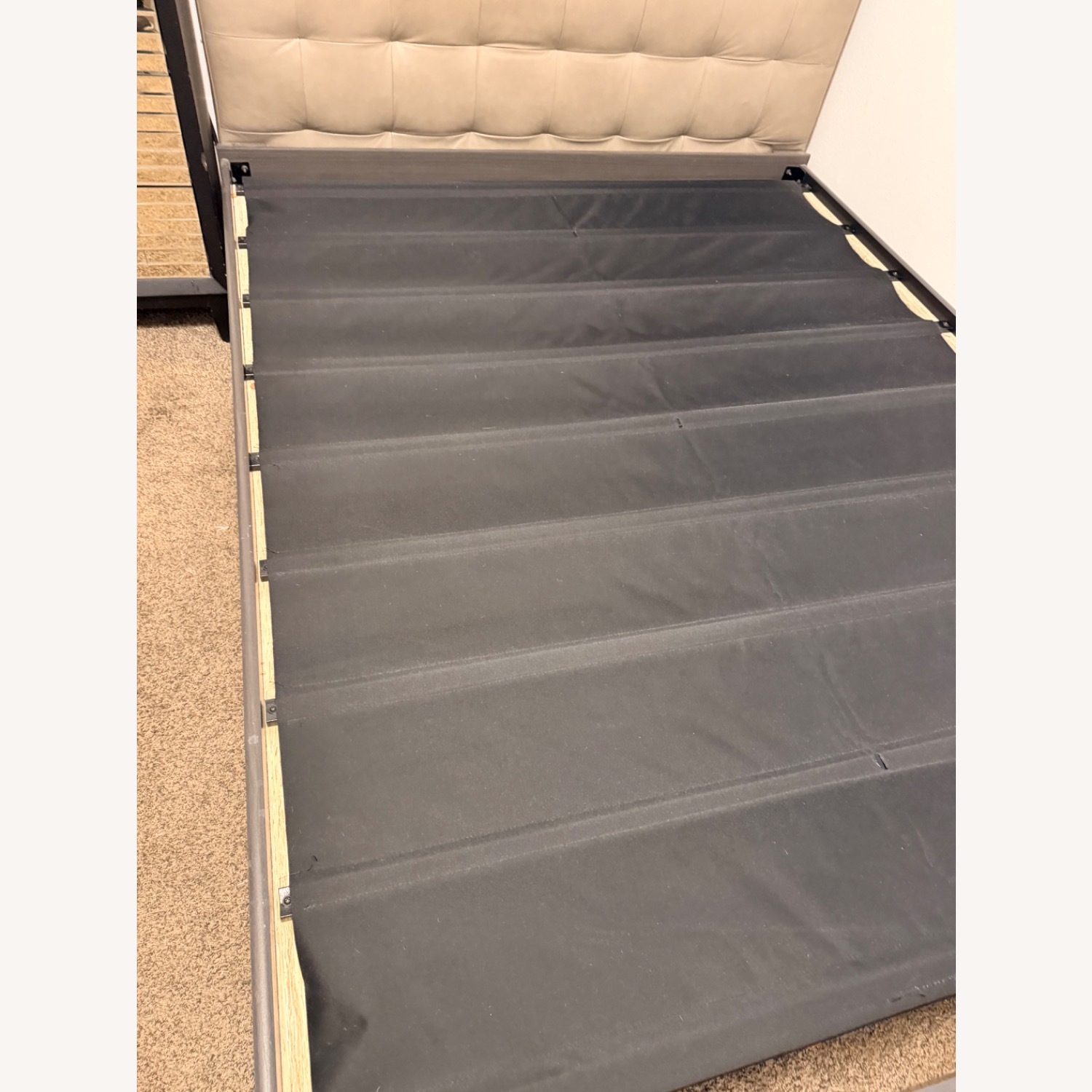 West Elm Emmett Dark Gray Leather Queen Bed - image-12