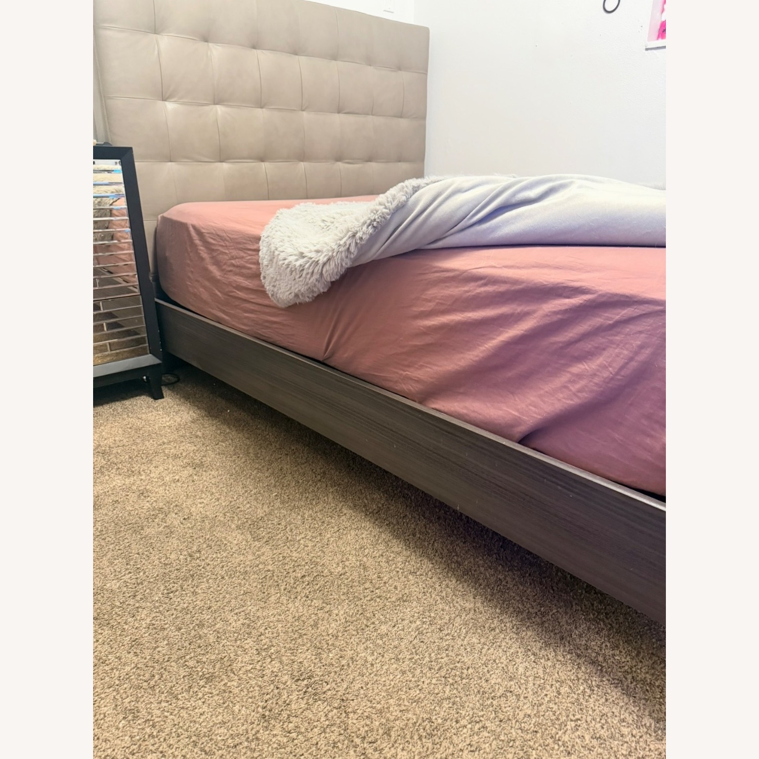 West Elm Emmett Dark Gray Leather Queen Bed - image-16