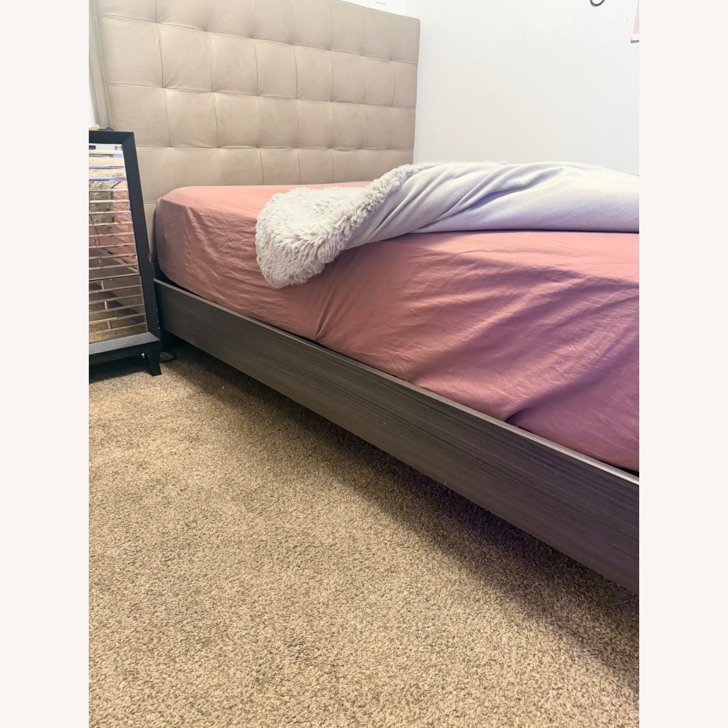 West Elm Emmett Dark Gray Leather Queen Bed - image-2