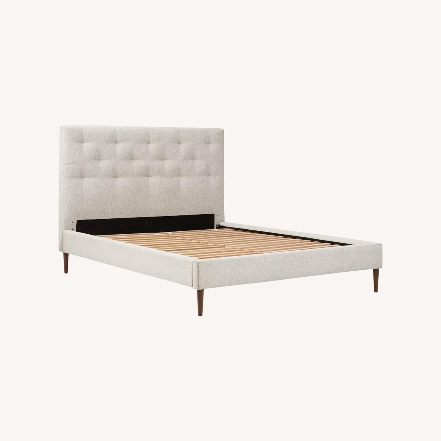 West Elm Emmett Dark Gray Leather Queen Bed - image-18