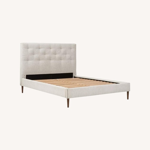 Used West Elm Emmett Dark Gray Leather Queen Bed for sale on AptDeco
