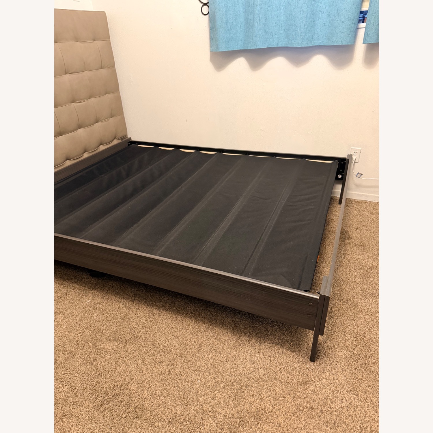 West Elm Emmett Dark Gray Leather Queen Bed - image-13