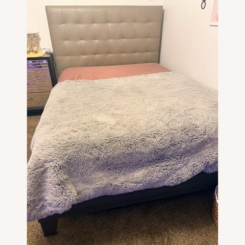 Used West Elm Emmett Dark Gray Leather Queen Bed for sale on AptDeco