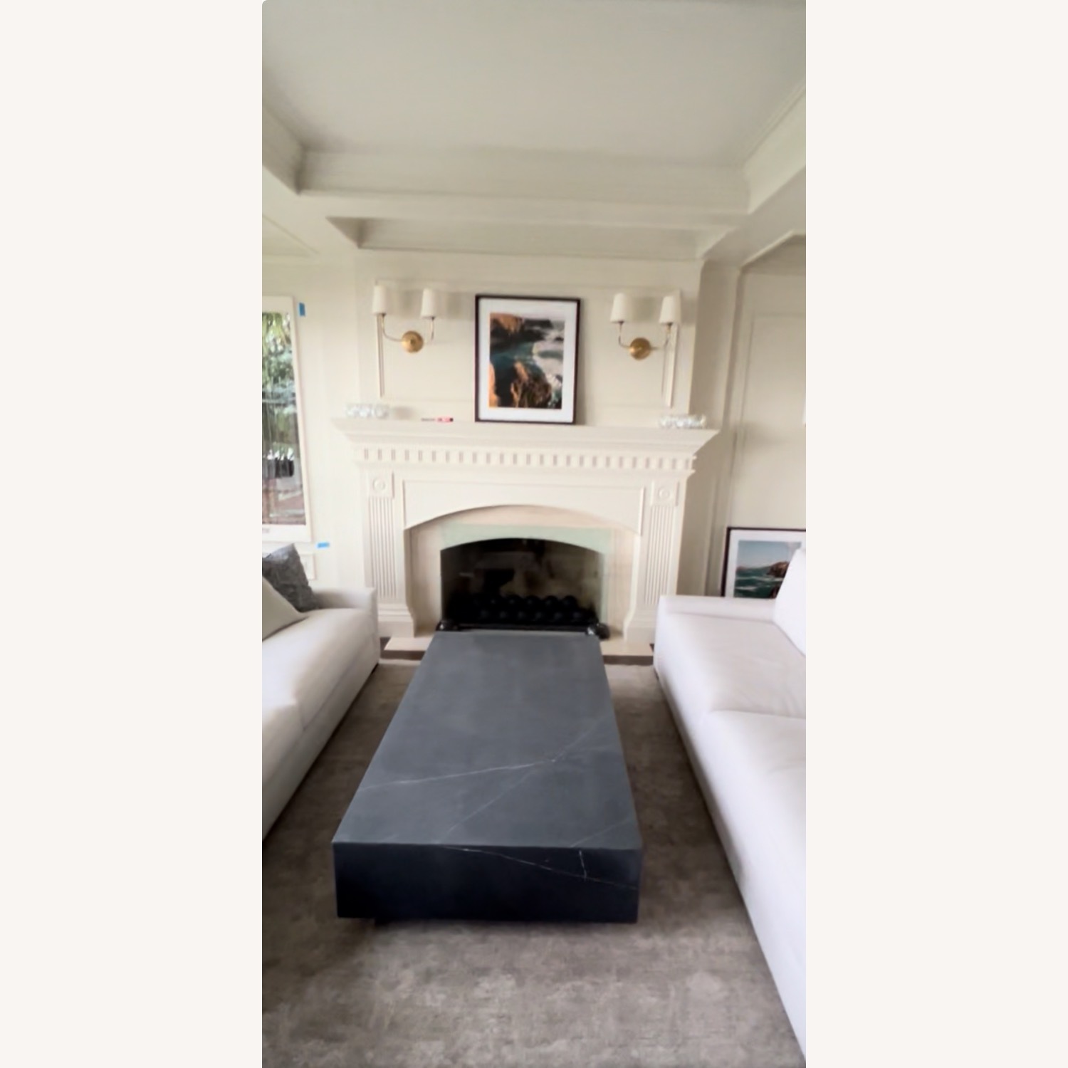 Restoration Hardware Gray Marble Marquina Coffee Table - image-1