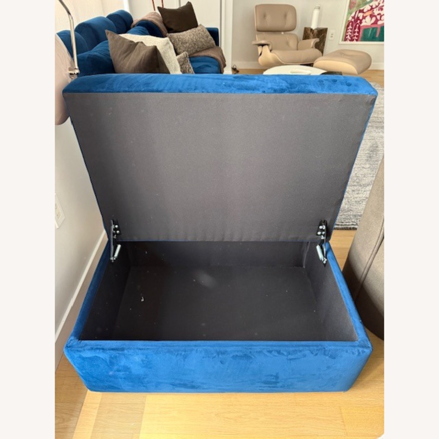 Blue Storage Ottoman - image-3