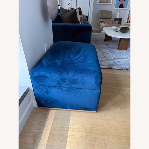 Used Blue Storage Ottoman for sale on AptDeco