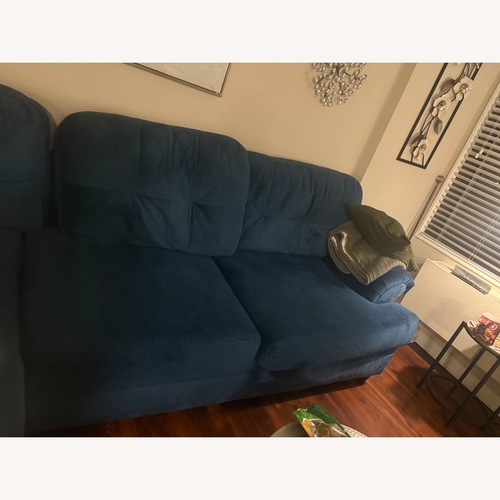 Used Value City Furniture Blue 2 Piece Sectional for sale on AptDeco