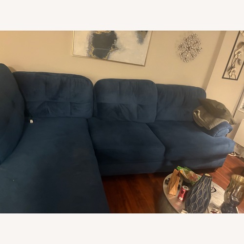 Used Value City Furniture Blue 2 Piece Sectional for sale on AptDeco