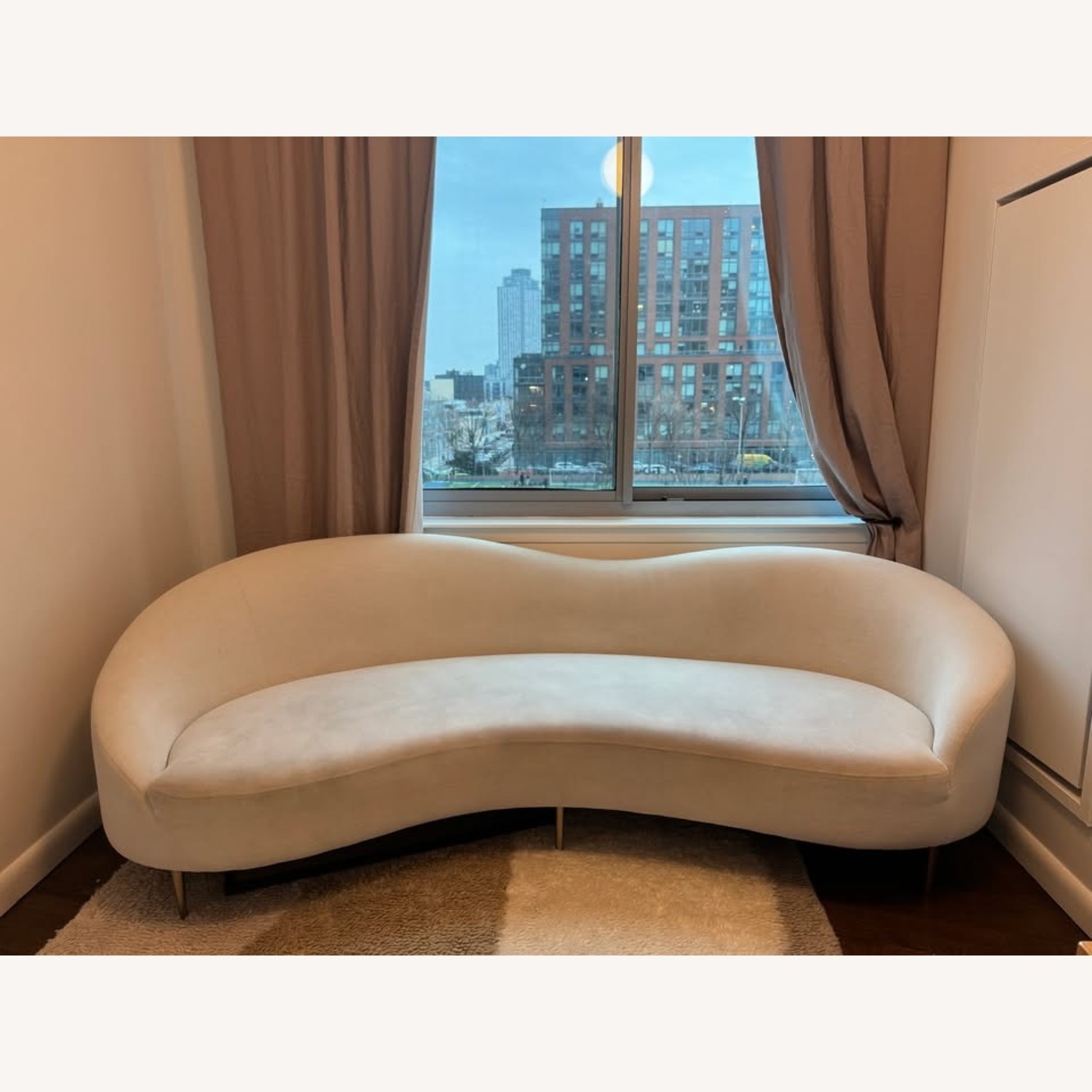 CB2 Curvo Goop White Fabric 3+ Seater Sofa - image-1